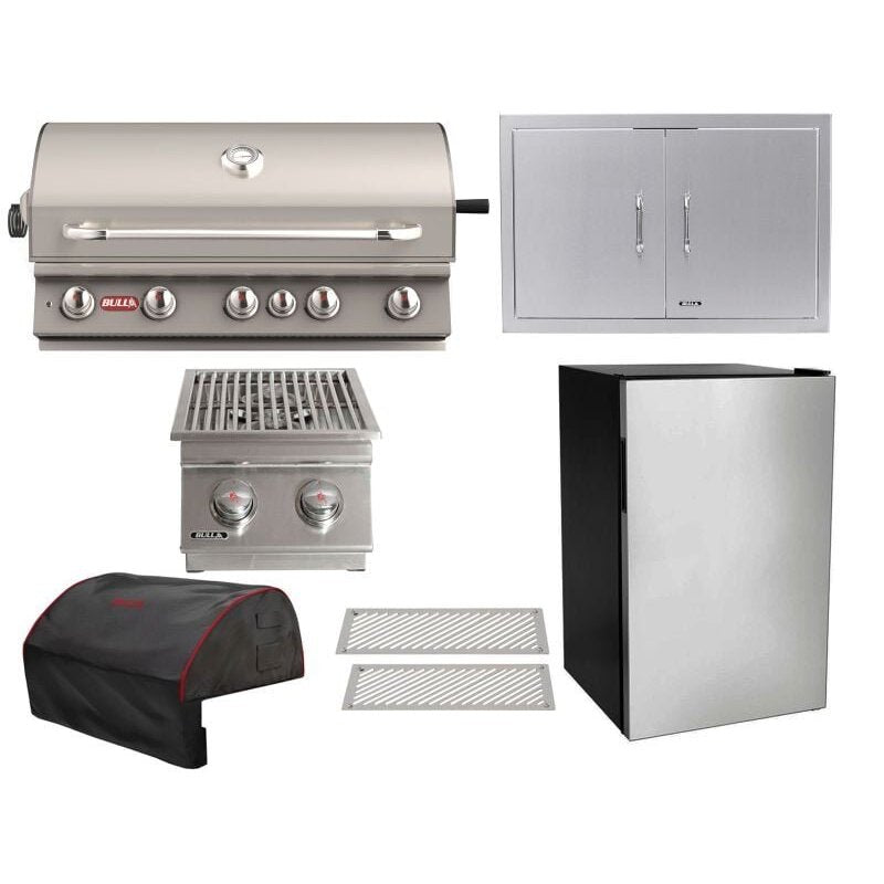 Bull 7-Piece Brahma 38-Inch 5-Burner Gas Grill Outdoor Kitchen Package | 90K BTU, 304 Stainless Steel
