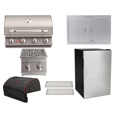 Bull 7-Piece Lonestar Select 30-Inch 4-Burner Gas Grill Outdoor Kitchen Package | 60,000 BTU, 304 Stainless Steel