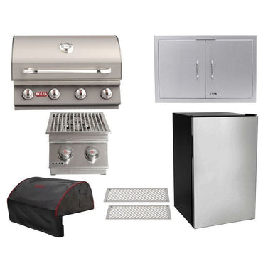 Bull 7-Piece Outlaw 30-Inch 4-Burner Gas Grill Outdoor Kitchen Package | 60,000 BTU, 304 Stainless Steel