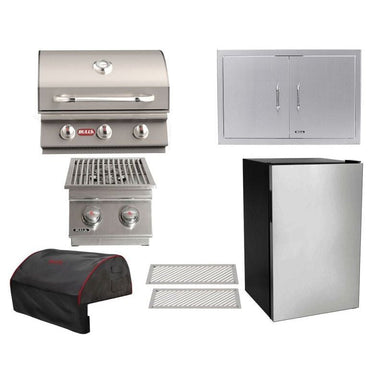 Bull 7-Piece Steer 25-Inch 3-Burner Gas Grill Outdoor Kitchen Package | 45K BTU, 304 Stainless Steel