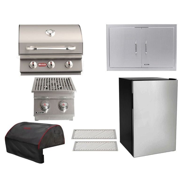 Bull 7-Piece Steer 25-Inch 3-Burner Gas Grill Outdoor Kitchen Package | 45K BTU, 304 Stainless Steel