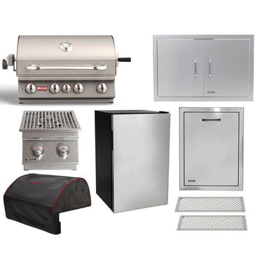 Bull 8-Piece Angus 30-Inch 4-Burner Gas Grill Outdoor Kitchen Package | 75,000 BTU, 304 Stainless Steel