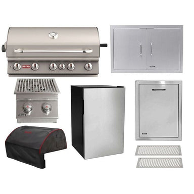 Bull 8-Piece Brahma 38-Inch 5-Burner Gas Grill Outdoor Kitchen Package | 90,000 BTU, 304 Stainless Steel