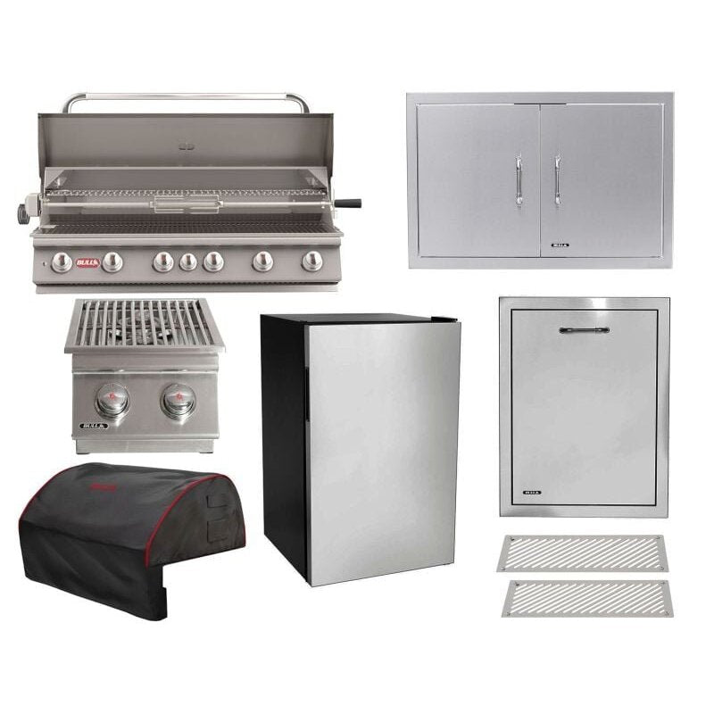 Bull 8-Piece Diablo 46-Inch 6-Burner Gas Grill Outdoor Kitchen Package | 105K BTU, 304 Stainless Steel