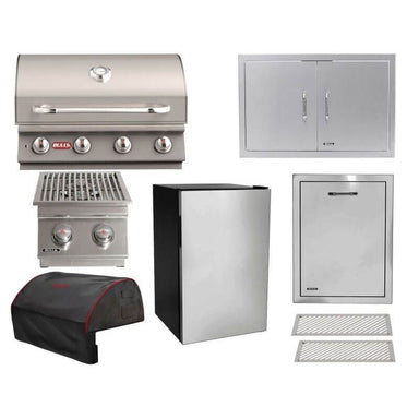Bull 8-Piece Lonestar Select 30-Inch 4-Burner Gas Grill Outdoor Kitchen Package | 60K BTU, 304 Stainless Steel