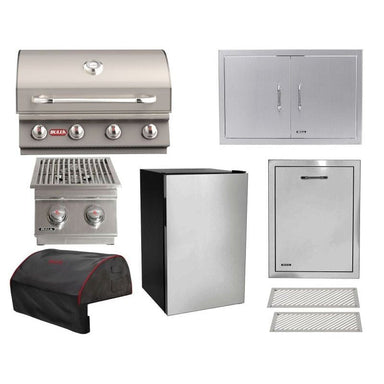 Bull 8-Piece Outlaw 30-Inch 4-Burner Gas Grill Outdoor Kitchen Package | 60,000 BTU, 304 Stainless Steel