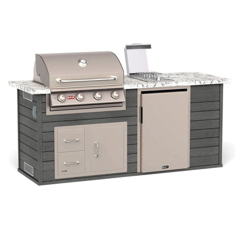 Bull 88-Inch ODK Outdoor Grill Island Charcoal Composite Base Grey Granite Countertop Full Front View