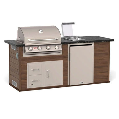 Bull 88-Inch ODK Outdoor Grill Island Walnut Composite Base Grey Granite Countertop Full Front View