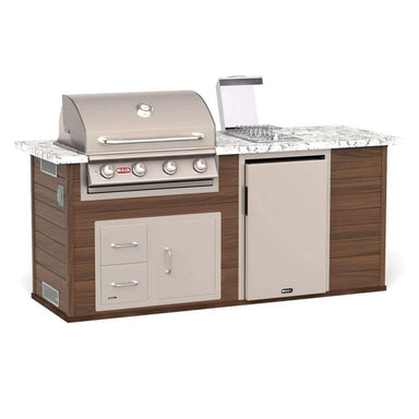 Bull 88-Inch ODK Outdoor Grill Island Walnut Composite Base White Granite Countertop Full Front View