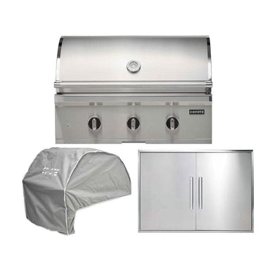 Coyote 3-Piece C-Series 34-Inch 3-Burner Gas Grill Outdoor Kitchen Package — 45,000 BTU, 304 Stainless Steel