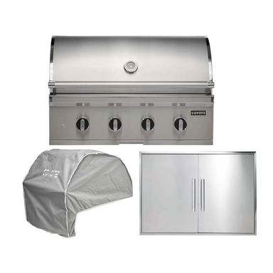 Coyote 3-Piece CL-Series 36-Inch 4-Burner Gas Grill Outdoor Kitchen Package — 80,000 BTU, 304 Stainless Steel