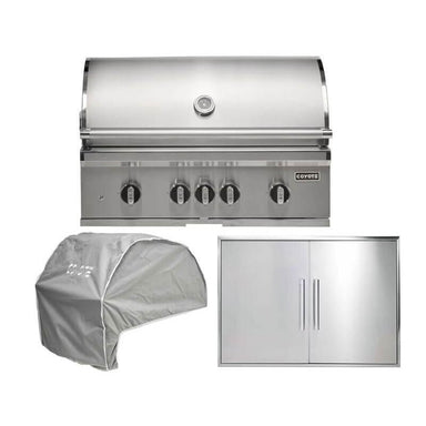 Coyote 3-Piece SL-Series 36-Inch 4-Burner Gas Grill Outdoor Kitchen Package — 90,000 BTU, 304 Stainless Steel