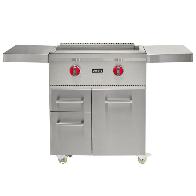 Coyote Freestanding Flat Top Grill | Red Knobs