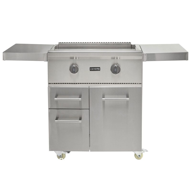 Coyote Freestanding Flat Top Grill | Silver Knobs
