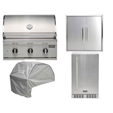 Coyote 5-Piece C-Series 30-Inch 3-Burner Gas Grill Outdoor Kitchen Package — 45,000 BTU, 304 Stainless Steel