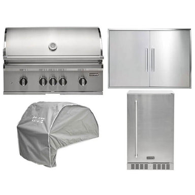 Coyote 4-Piece SL-Series 36-Inch 4-Burner Gas Grill Outdoor Kitchen Package — 90,000 BTU, 304 Stainless Steel