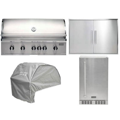 Coyote 4-Piece SL-Series 42-Inch 5-Burner Gas Grill Outdoor Kitchen Package — 95,000 BTU, 304 Stainless Steel