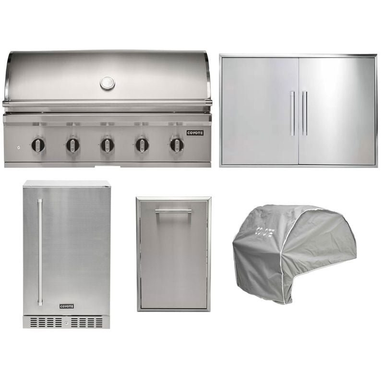 Coyote 5-Piece CL-Series 42-Inch 5-Burner Gas Grill Outdoor Kitchen Package — 100,000 BTU, 304 Stainless Steel