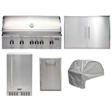 Coyote 5-Piece SL-Series 42-Inch 5-Burner Gas Grill Outdoor Kitchen Package — 95,000 BTU, 304 Stainless Steel