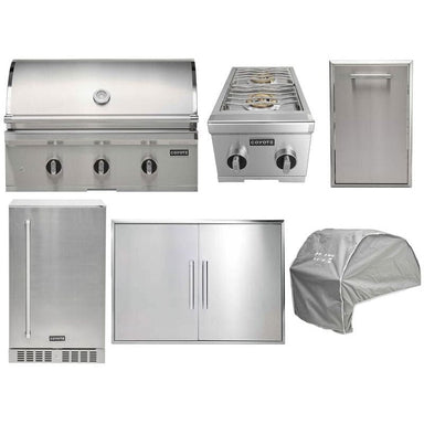 Coyote 6-Piece C-Series 34-Inch 3-Burner Gas Grill Outdoor Kitchen Package — 45,000 BTU, 304 Stainless Steel