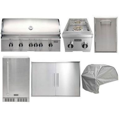 Coyote 6-Piece SL-Series 42-Inch 5-Burner Gas Grill Outdoor Kitchen Package — 95,000 BTU, 304 Stainless Steel