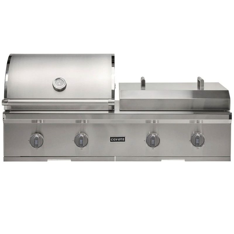 Coyote Gas Grill / Flat Top Combo | Silver Knobs