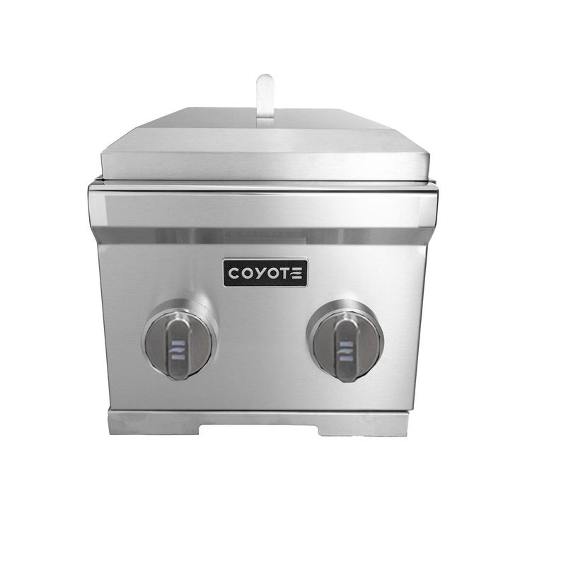 Coyote Double Side Burner | Silver Knobs
