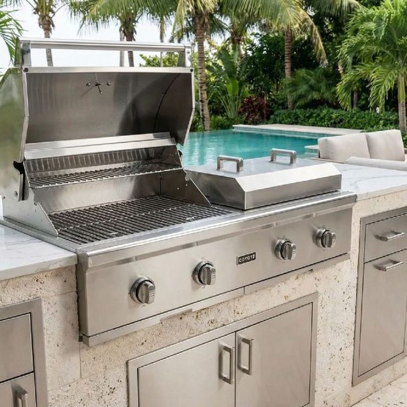 Coyote Gas Grill / Flat Top Combo | Shown in Outdoor Kitchen