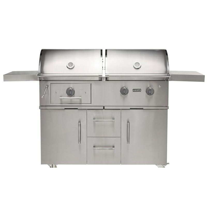 Coyote Centaur 50-Inch Dual Fuel Freestanding Grill | Silver Knobs