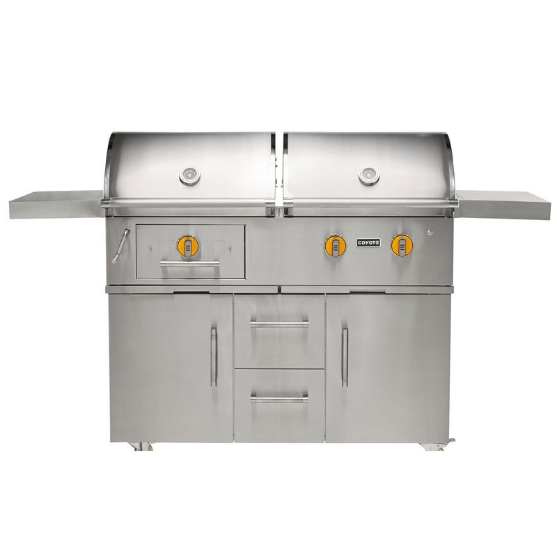 Coyote Centaur 50-Inch Dual Fuel Freestanding Grill | Yellow Knobs