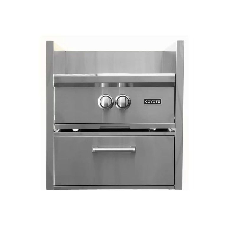 Coyote Built-In Power Burner With Insert Sleeve | Silver Knobs