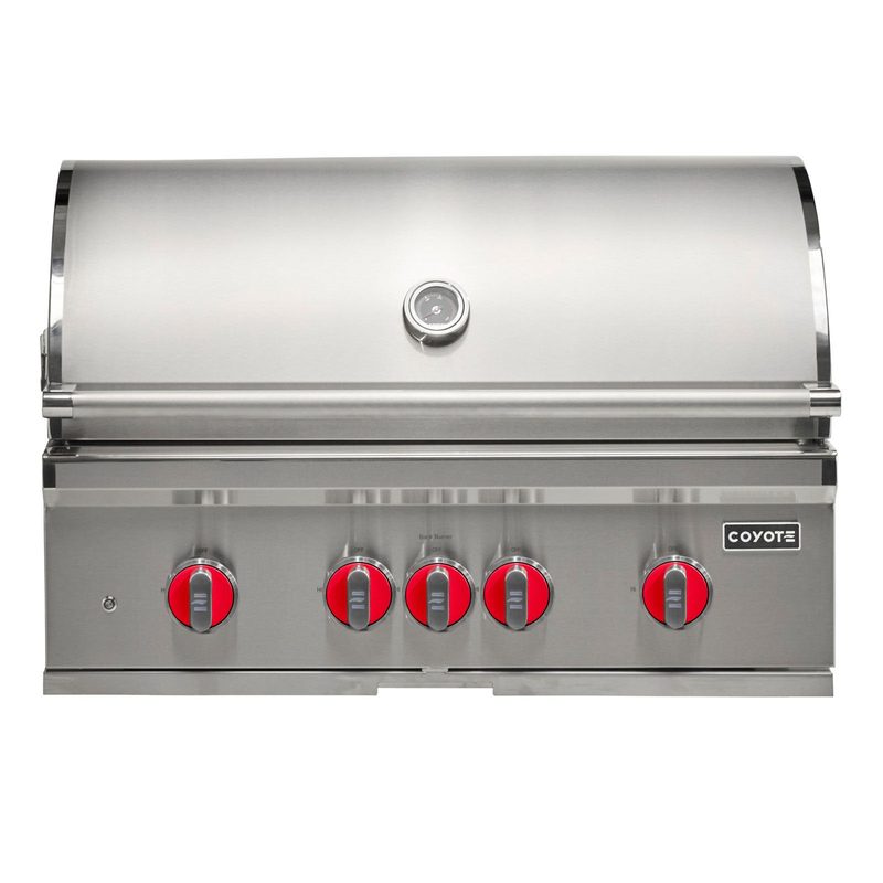 Coyote SL-Series 36-Inch 4-Burner Grill | Red Knobs