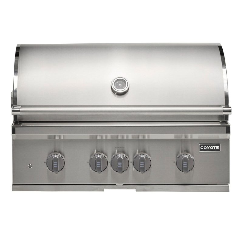 Coyote SL-Series 36-Inch 4-Burner Grill | Silver Knobs