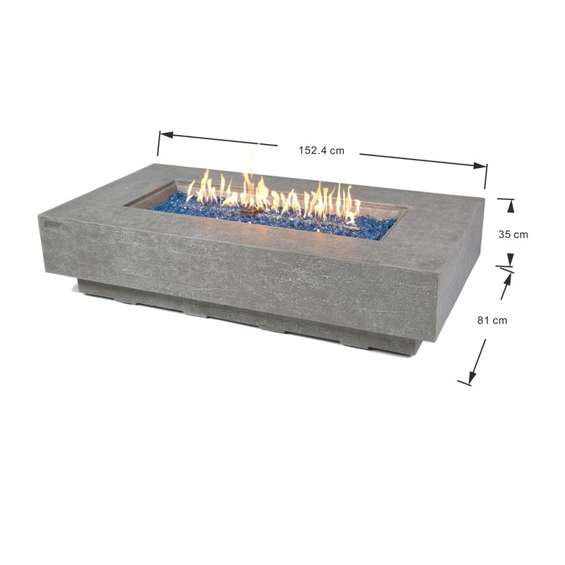 Elementi Plus Riviera OFG415LG Fire Table Dimensions 60x32 Inch