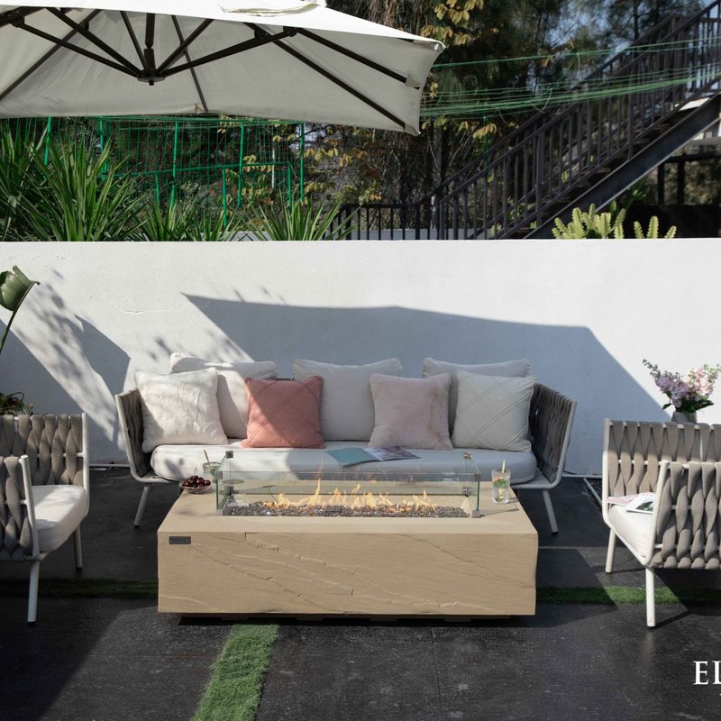 Elementi Plus Colorado Fire Table Outdoor Living Room Fire Lit