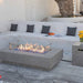 Elementi Plus Riviera Light Grey Fire Table Wide Patio Scene Fire Lit