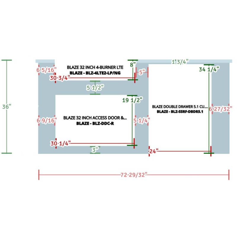 EZ Finish Ready-to-Finish Grill Island | Front View Dimensions