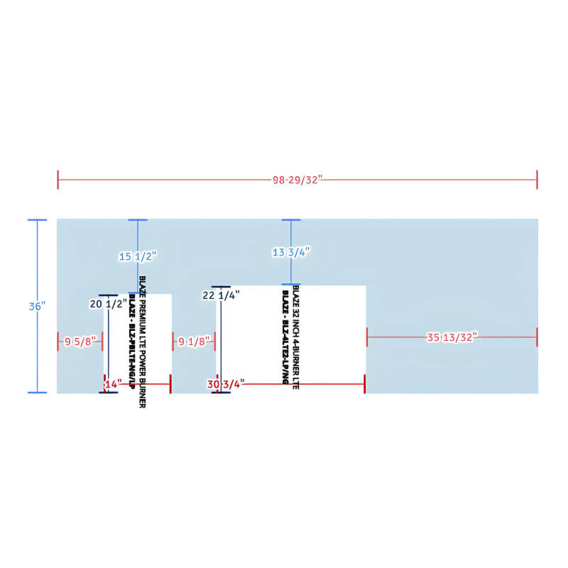 EZ Finish Systems 8 Ft Ready-To-Finish Grill Island | Top View Dimensions