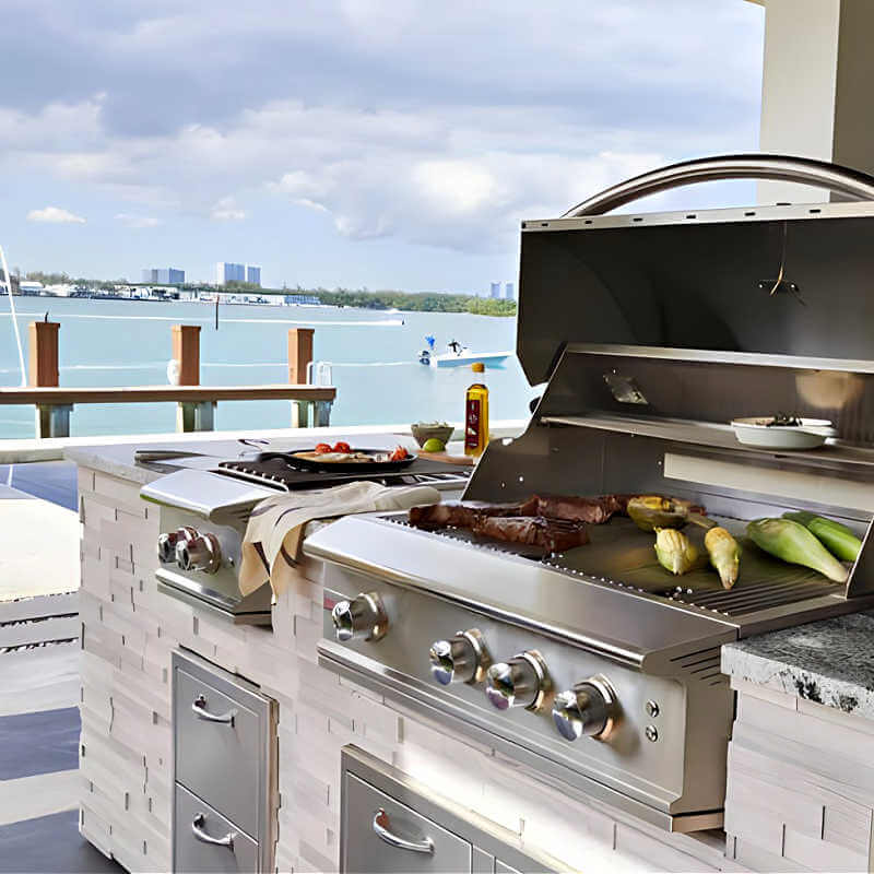 EZ Finish Ready To Finish Grill Island - Blaze Professional LUX Built-In High-Performance Gas Power Burner in Ready To Finish Grill Island