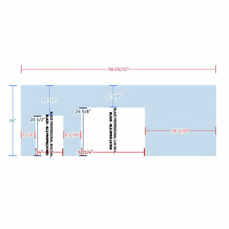 EZ Finish Systems 8 Ft Ready-To-Finish Grill Island - Top View Dimensions