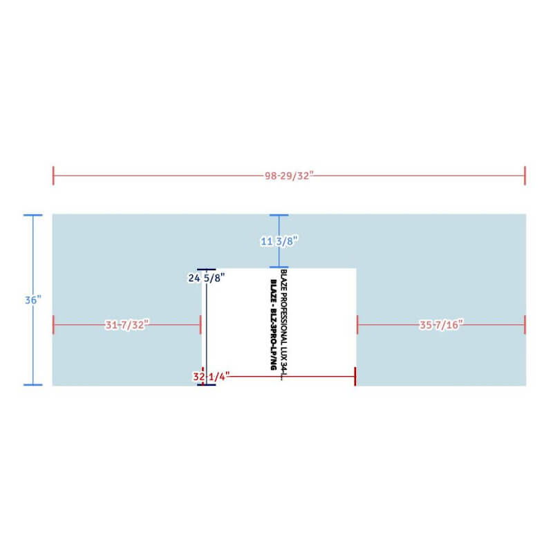 EZ Finish Systems 8 Ft Ready-To-Finish Grill Island - Top View Specs