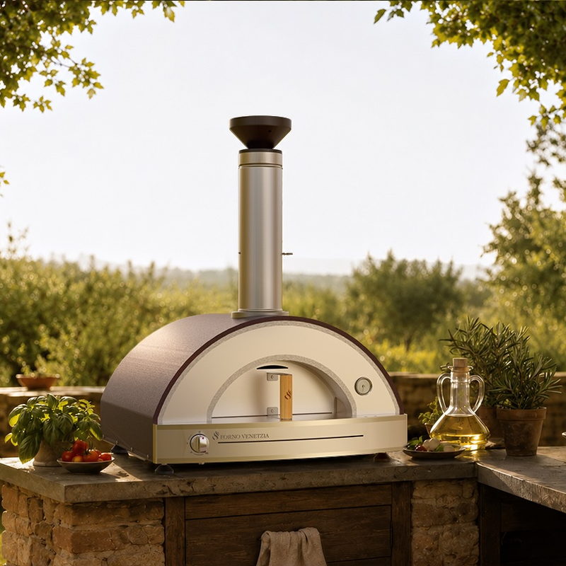 Forno Venetzia Hybrid Countertop Pizza Oven On Outdoor Kitchen Island