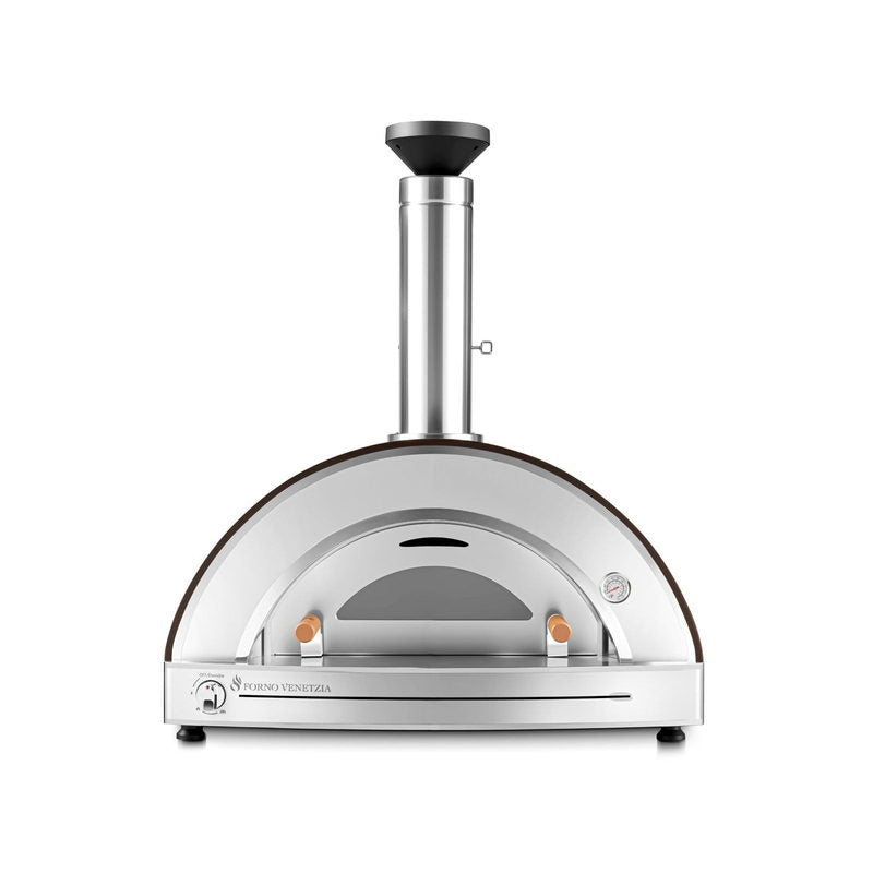 Forno Venetzia Torino 225 Hybrid Pizza Oven in Cappuccino | Front View With Glass Door