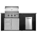 Haven 6 Ft. Outdoor Kitchen Island w/ Coyote SL-Series 30-Inch Grill, Door Drawer Combo & Trash Center- Brushed Black