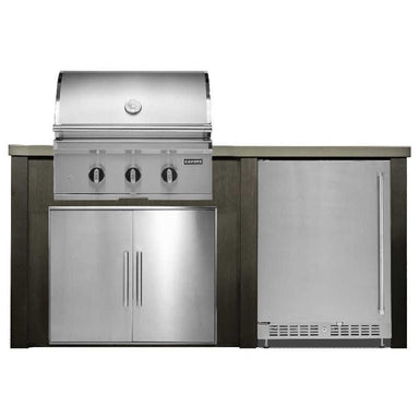 Haven 6 Ft. Outdoor Kitchen Island w/ Coyote SL-Series 30-Inch  Gas Grill, 31-Inch Double Door, & 24-Inch Refrigerator - Antique Bronze