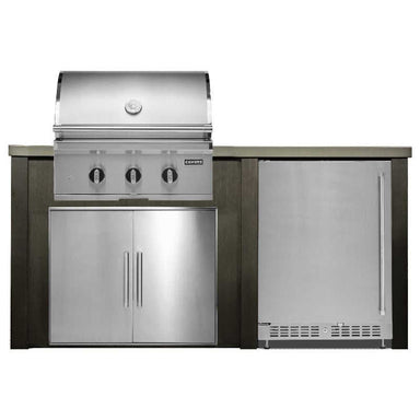 Haven 6 Ft. Outdoor Kitchen Island w/ Coyote SL-Series 30-Inch  Gas Grill, 31-Inch Double Door, & 24-Inch Refrigerator - Antique Bronze