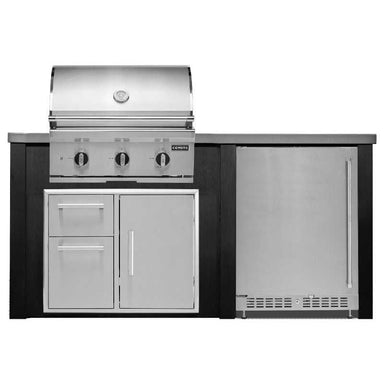 Haven 6 Ft. Outdoor Kitchen Island w/ Coyote SL-Series 30-Inch Gas Grill, 31-Inch Door Drawer Combo, & 24-Inch Refrigerator - Brushed Black