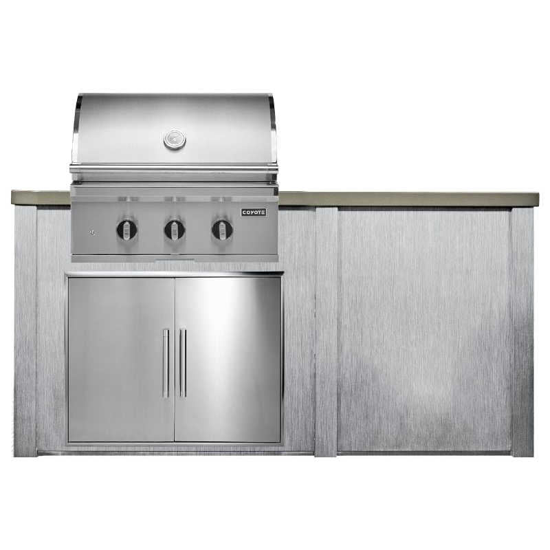 Haven 6 Ft. Outdoor Kitchen Island w/ Coyote SL-Series 30-Inch Grill & Double Access Door - Harbor Gray