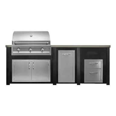 Haven 8 Ft. Outdoor Kitchen Island | Artisan Series 36" Grill, Double Door, Double Drawer, & Trash Drawer