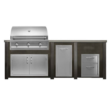 Haven 8 Ft. Outdoor Kitchen Island | Artisan Series Grill, Double Door, Trash Drawer, Double Drawer